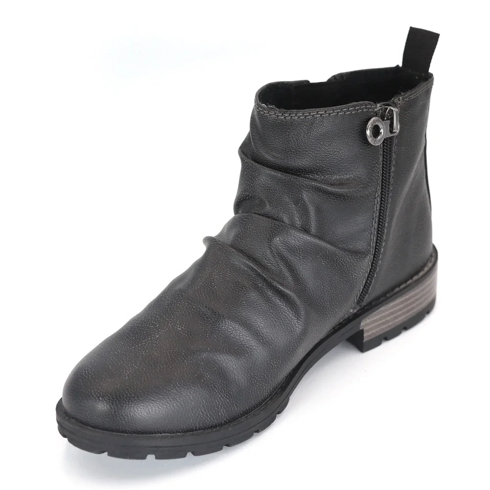 Sporto Misty Ankle Boots Womens 8.5M Black Ruched Faux Fur Lined Casual Booties